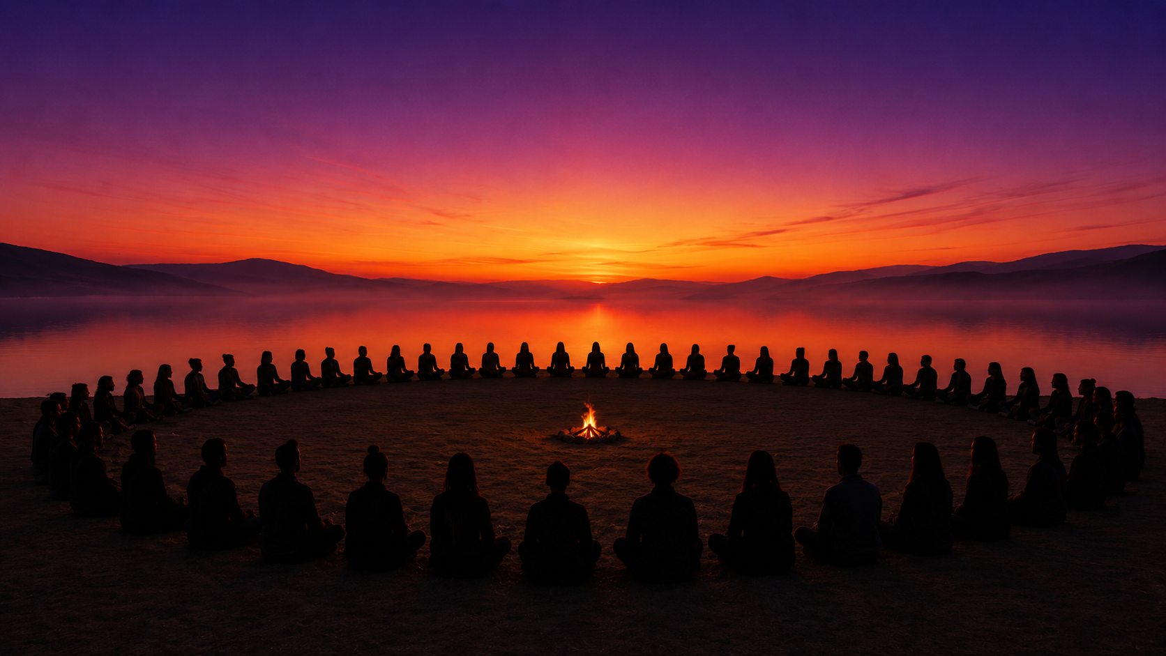 Comunidade espiritual em meditação