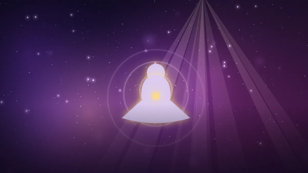 Ilustração de uma pessoa em meditação envolta por uma aura de luz